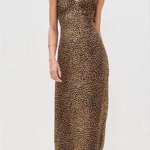 Reformation Brown Leopard Print Midi Dress